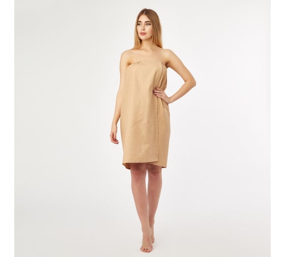 Изображение товара Полотенце вафельное для бани Экономь и Я Парео 80x144 см, бежевый 100% хлопок, 200 г/кв.м 3440338