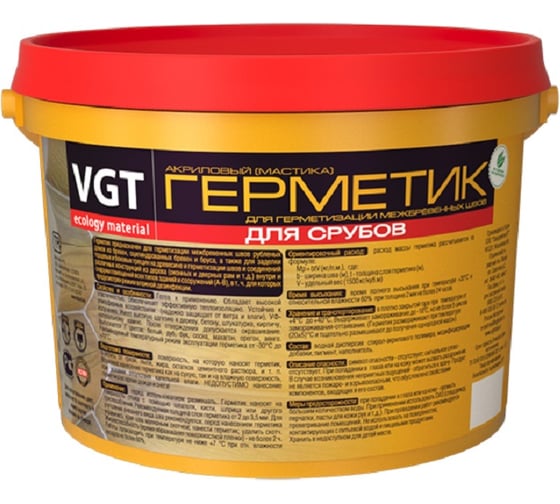 Изображение товара Акриловый герметик VGT мастика для срубов цвет сосна 7 кг 11604947