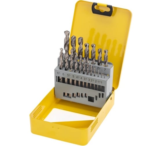 Изображение товара Набор сверл по металлу 1-10 мм (через 0.5 мм), HSS, цилиндрический хвостовик, металлический кейс, 19 шт KRANZ KR-91-0630