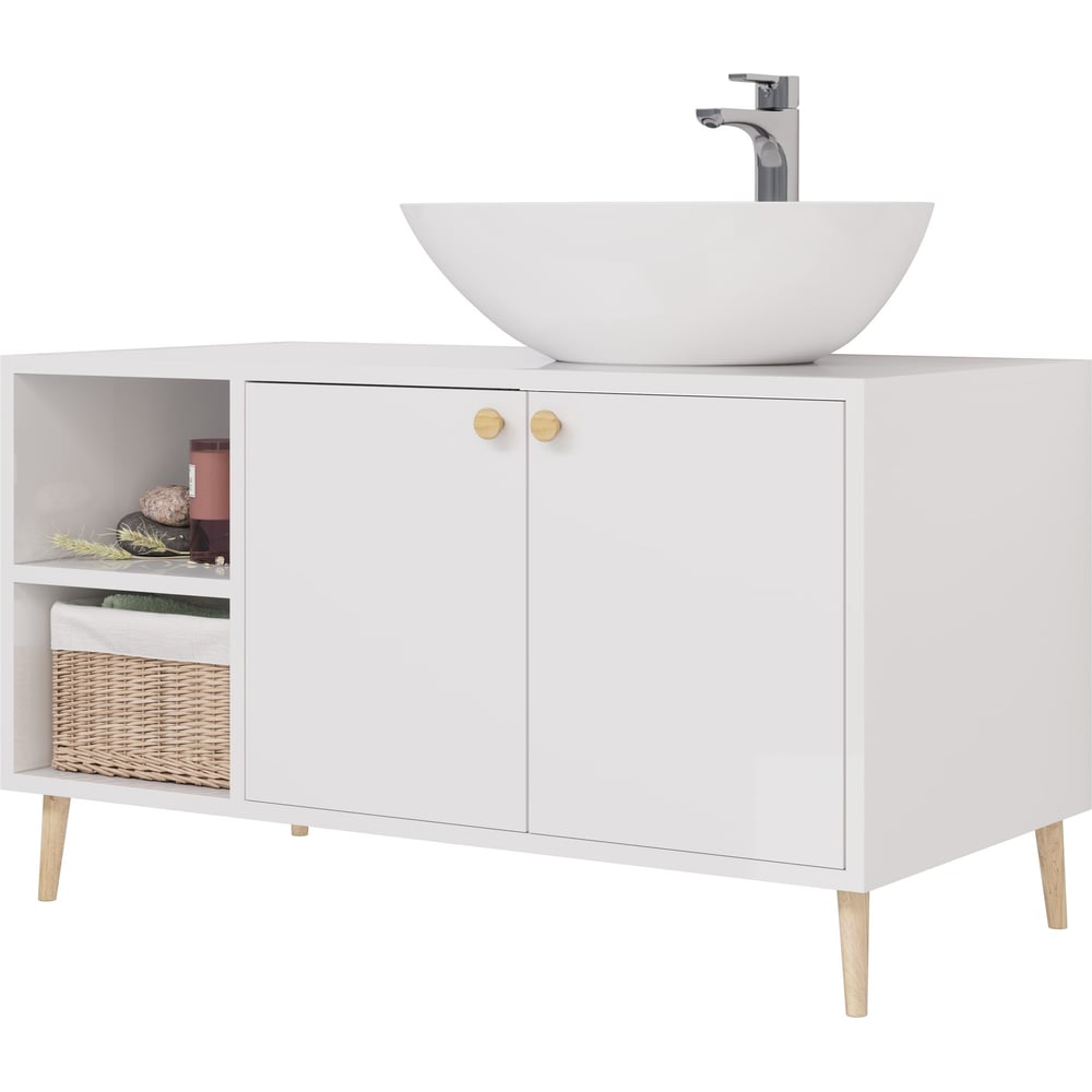 Изображение товара Тумба с раковиной Dreja LUNO 100 см белый глянец современный дизайн