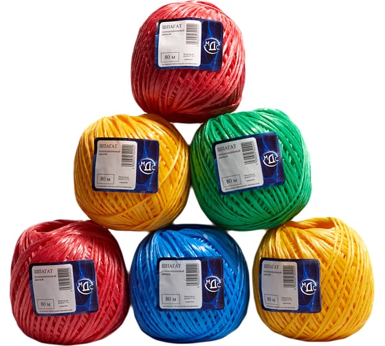 Изображение товара Полипропиленовый шпагат ТОРГОВО-ПРОИЗВОДСТВЕННАЯ КОМПАНИЯ МДС цветной 80 м 7930050320922