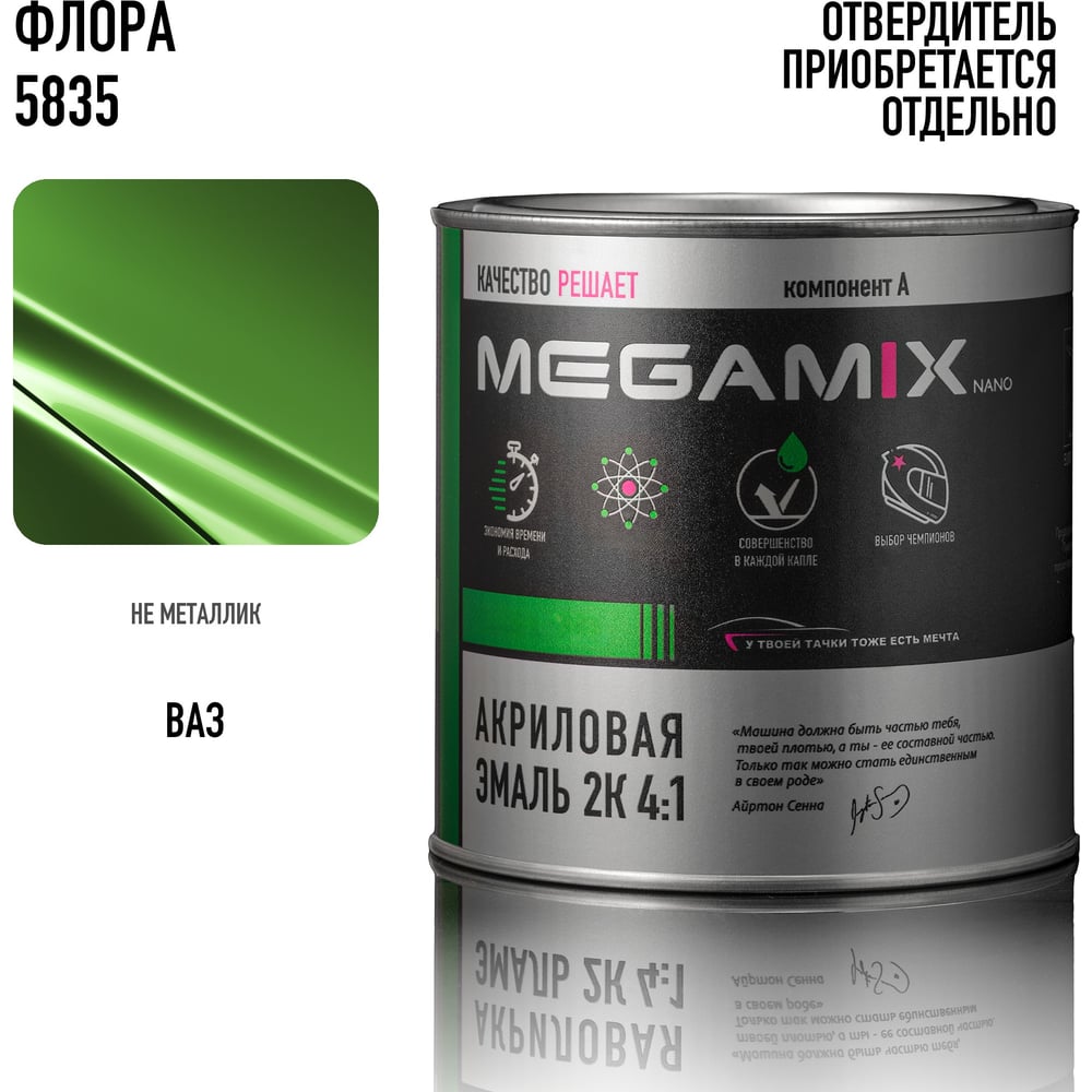 Изображение товара Акриловая краска Megamix 2К 4:1 для кузовного ремонта 840мл Флора Изображение товара Акриловая краска Megamix 2К 4:1 для кузовного ремонта 840мл Флора