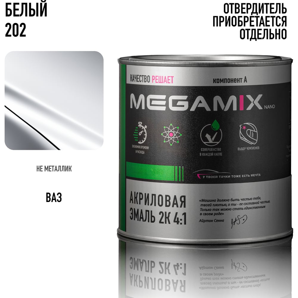 Изображение товара Акриловая автомобильная эмаль Megamix AK-1311 920 г белая
