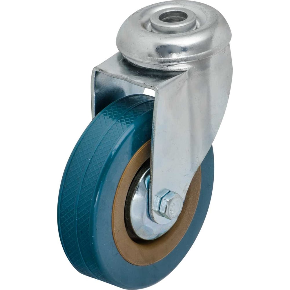 Изображение товара Колесо 75 мм под болт М10 Левша У7-07506 поворотное из ПВХ с креплением со сквозным отверстием