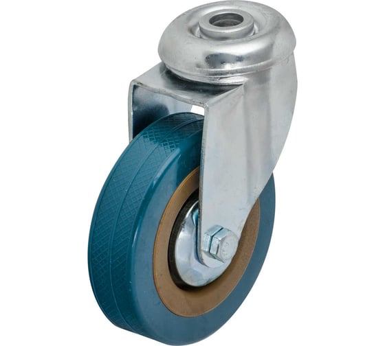 Изображение товара Колесо 75 мм под болт М10, поворотное, ПВХ, синее Левша У7-07506