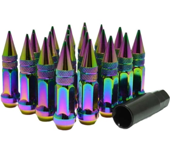 Изображение товара Комплект гаек тип Пика М12х1.25, высота 80мм Радужный 20шт+1ключ STARLEKS KK911944SD/PH