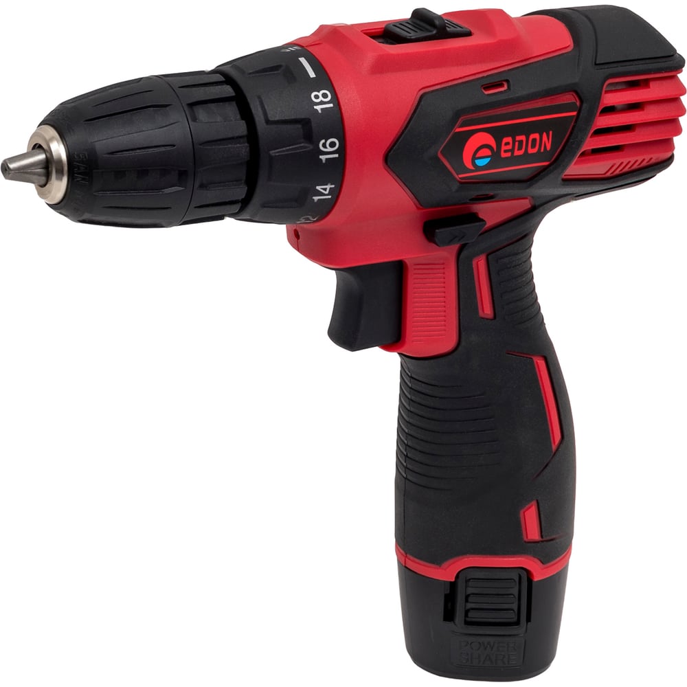 Изображение товара Аккумуляторная дрель-шуруповерт Edon AD-12CA 22506 с подсветкой и быстрой зарядкой
