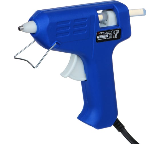 Изображение товара Электрический клеевой пистолет РОКОТ GG-20, 20Вт. нагрев 3-5 мин, 6 гр/ мин, +2 стержня 7мм 646-261