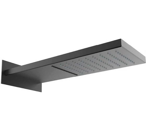 Изображение товара Настенный верхний душ/панель Bossini Manhattan 500x200x24 из стали с режимами тропический душ, каскад, цвет черный матовый I00570.073
