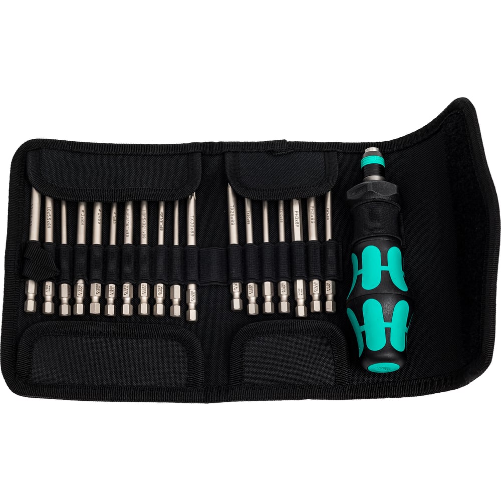 Изображение товара Набор бит с отвёрткой-битодержателем WERA Kraftform Kompakt Turbo Imperial 1 19 предметов WE-057483