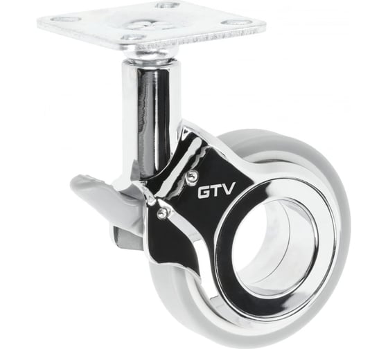 Изображение товара Мебельное колесо GTV GIRA диаметр 60 мм, серое + хром, со стопором KM-GIRA-60MM-ZH-19