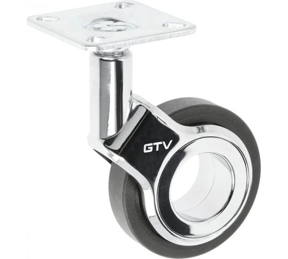 Изображение товара Мебельное колесо GTV GIRA диаметр 60 мм, черное + хром, без стопора KM-GIRA-60MM-BH-20