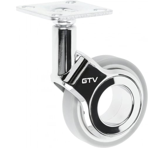 Изображение товара Мебельное колесо GTV GIRA диаметр 60 мм, серое + хром, без стопора KM-GIRA-60MM-BH-19
