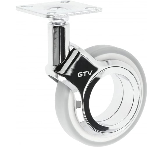 Изображение товара Мебельное колесо GTV GIRA диаметр 75 мм, серое + хром, без стопора KM-GIRA-75MM-BH-19