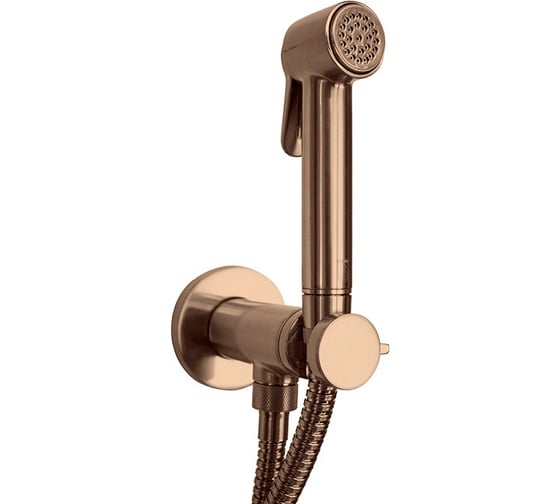 Изображение товара Гигиенический комплект Bossini Paloma Brass Mixer Set смеситель прогрессивный, душ с кнопкой подачи воды, шланг 1250 мм, держатель с шланговым подключением E37005.022