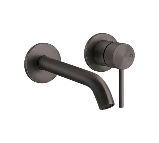 Изображение товара Смеситель для раковины Gessi Flessa встраиваемый, однорычажный, длинный излив, без донного клапана, внешняя часть, цвет Black Metal Brushed PVD 54086.707