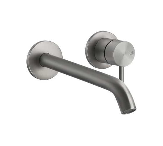 Изображение товара Смеситель для раковины Gessi Flessa встраиваемый, однорычажный, длинный излив, без донного клапана, внешняя часть, цвет Steel Brushed 54086.239