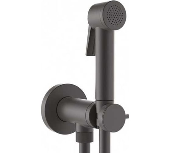 Изображение товара Гигиенический душ Bossini смеситель прогрессивный с лейкой из ABS клапаном подачи ABS Paloma Flat, шланг Lux 1250 мм, цвет черный матовый E37015.073