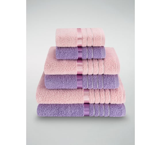Изображение товара Полотенца махровые DIANA Эваланж, цвет: Сирень/Розовый (30x50 (2 шт), 50x90 (2 шт), 70x130 (2 шт)) ПМDЭ-СР-30-50-70-6