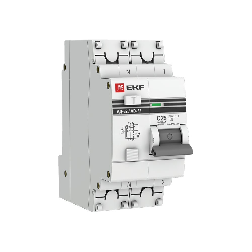 фото Дифференциальный автомат ekf ад-32 1p+n 25а/300ма 4,5ка proxima sqda32-25-300-pro