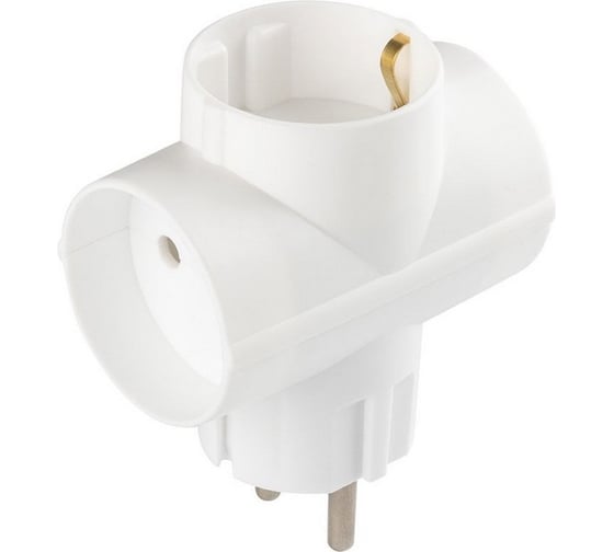 Изображение товара Тройник электрический ВЕЛЛКОНТ ТС-3 Е Викей 1 гн С з, 2 гн Б з 16А ТС-3-1з белый 104954 48964