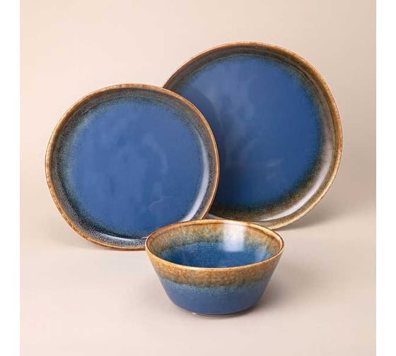 Изображение товара Набор посуды Lefard обеденный на 4 пер. 12 пр. синий 191-305