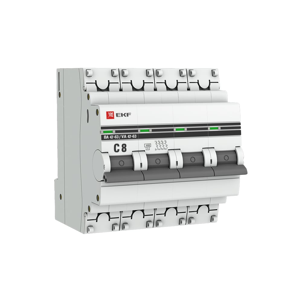 фото Автоматический выключатель ekf 4p 8а 4.5ka ва 47-63 proxima sqmcb4763-4-08c-pro