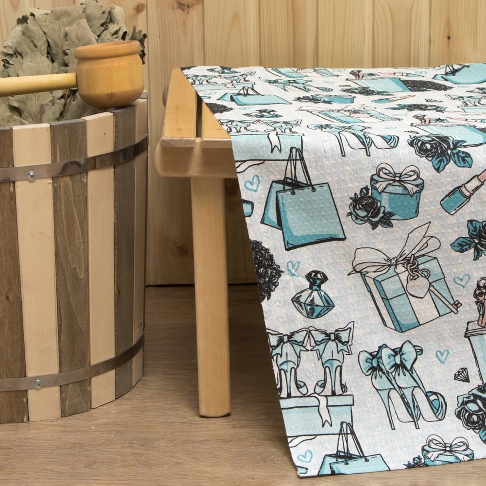 Изображение товара Простыня банная Этель "Mint mood" 150x180 см, вафля 200 г/м2, 100% хлопок 5928240