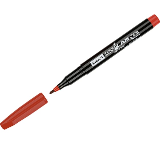 Изображение товара Маркер перманентный лабораторный OHP 900 красный пулевидный 1мм 12 шт Luxor 3273 L