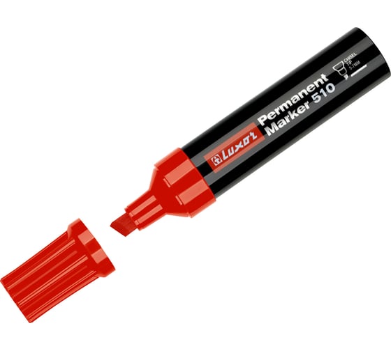 Изображение товара Маркер перманентный промышленный 510 красный скошенный 5-7мм 12 шт Luxor 3163