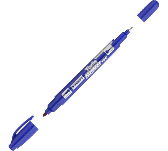 Изображение товара Маркер перманентный двухсторонний 150 синий пулевидный 07/1мм 12 шт Luxor 3012