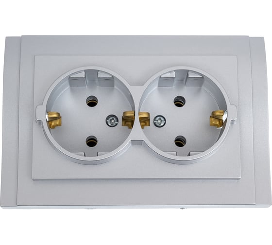 Изображение товара Розетка Metronex Electric Verona Silver двойная c заземлением серая FRZ00020208SRM