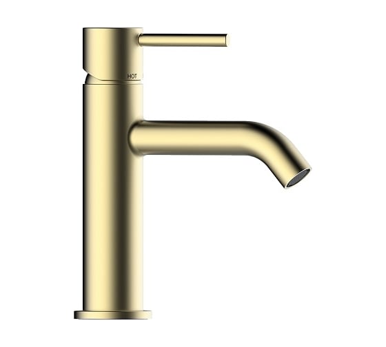 Изображение товара Смеситель для раковины Bossini Teo-M высокий, донный клапан Click-Clack, цвет Satined Gold Z00701.043
