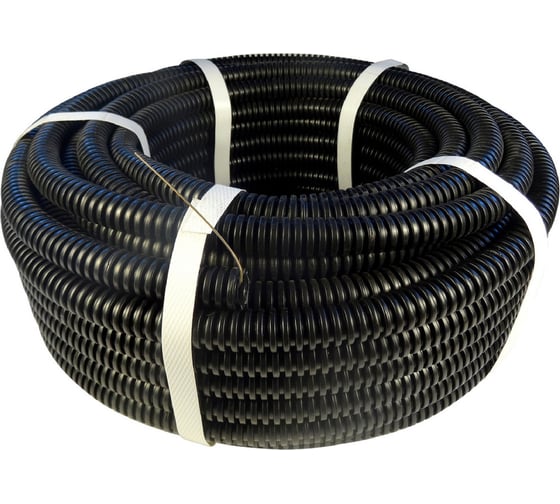 Изображение товара Труба гофрированная ГЕОПЛАСТ ПОЛИМЕР ПНД с протяжкой легкая черная 50 м D 25 8740