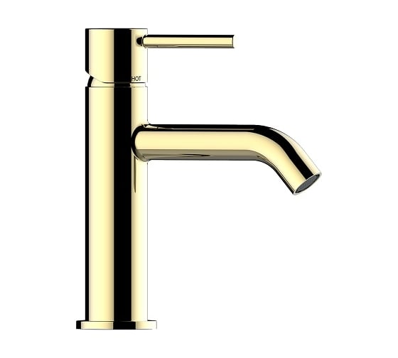 Изображение товара Смеситель для раковины Bossini Teo-M высокий, донный клапан Click-Clack, цвет золото Z00701.021