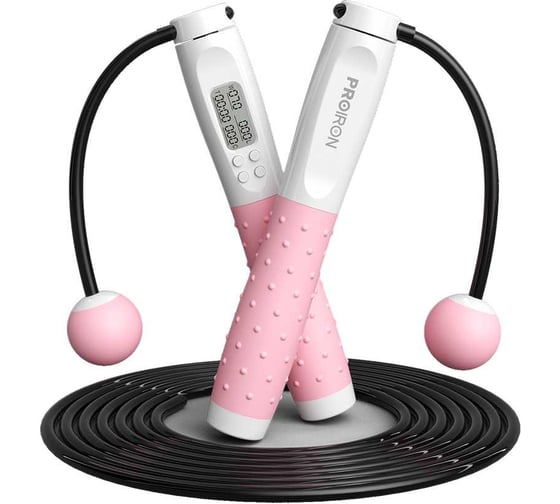 Изображение товара Скакалка умная PROIRON с дисплеем, бело-розовая ПРО041