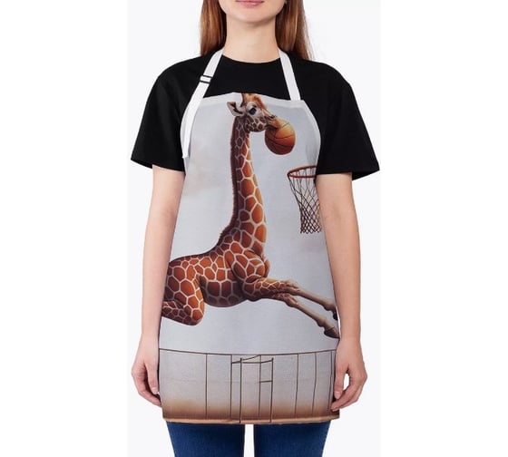 Изображение товара Фартук кухонный JoyArty "Жираф играет", универсальный размер для женщин и мужчин ap_430025