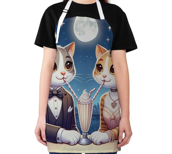 Изображение товара Фартук кухонный JoyArty "Кошачья романтика", универсальный размер для женщин и мужчин ap_429885