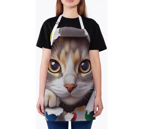 Изображение товара Фартук кухонный JoyArty "Кошачий подарок", универсальный размер для женщин и мужчин ap_429904