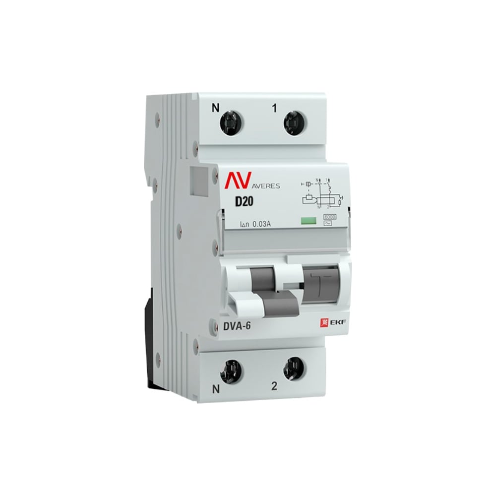 Дифференциальный автомат EKF DVA-6 1P+N 20А 30мА 6кА AVERES rcbo6-1pn-20D-30-ac-av - 2