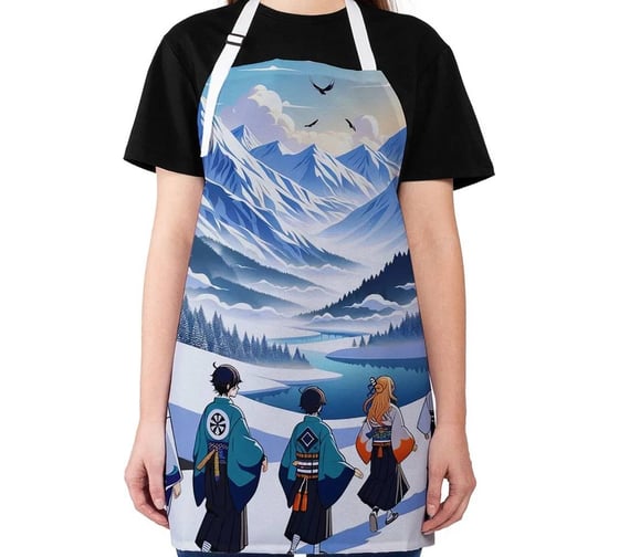 Изображение товара Фартук кухонный JoyArty "Аниме в горах", универсальный размер для женщин и мужчин ap_sd1392