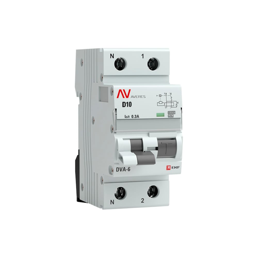 Дифференциальный автомат EKF AVERES DVA-6, 1P+N, 10А, 300мА, 6кА SQrcbo*6-1pn-10D-300-a-av - 2