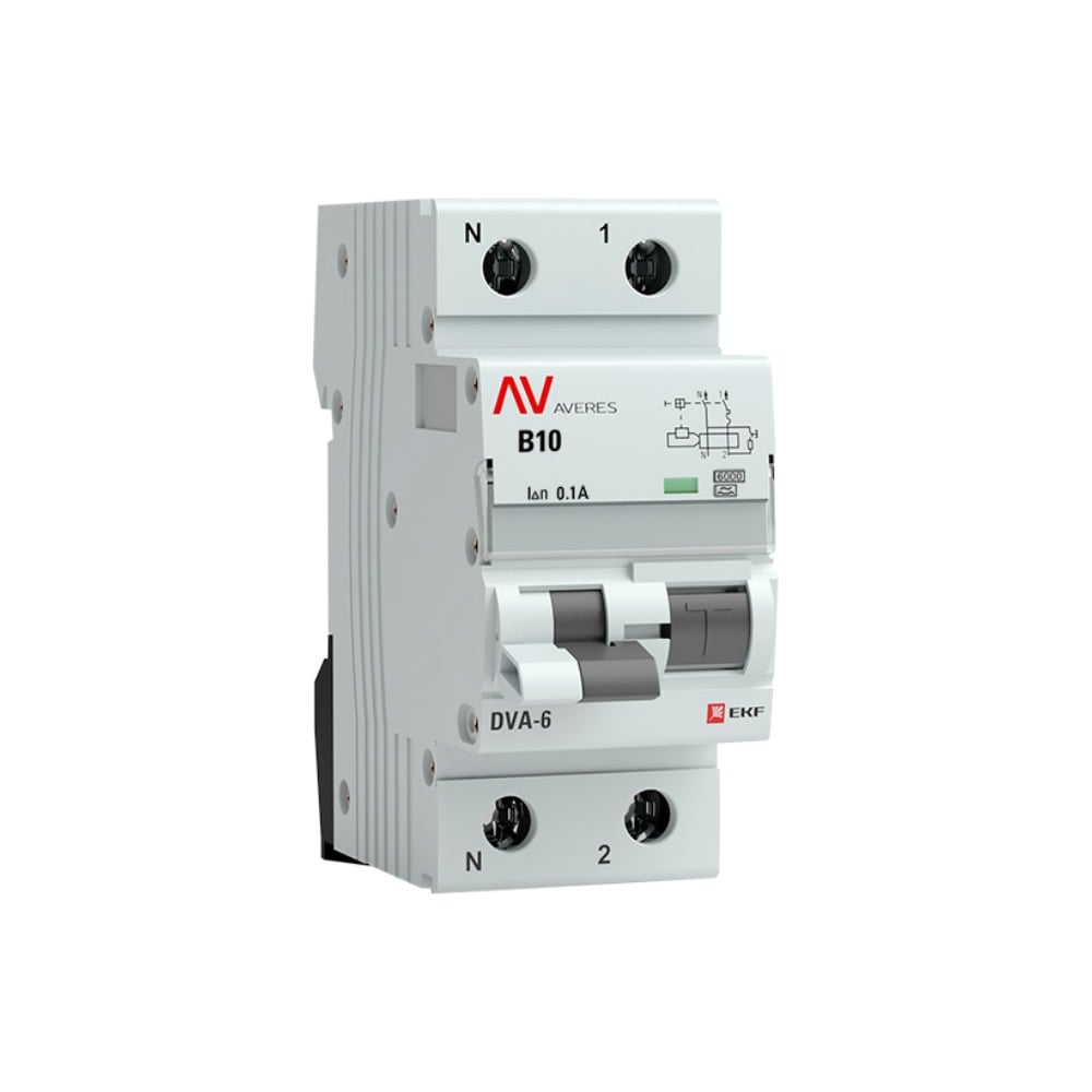 Дифференциальный автомат EKF DVA-6 1P+N 10А 100мА 6кА AVERES SQrcbo6-1pn-10B-100-a-av - 2