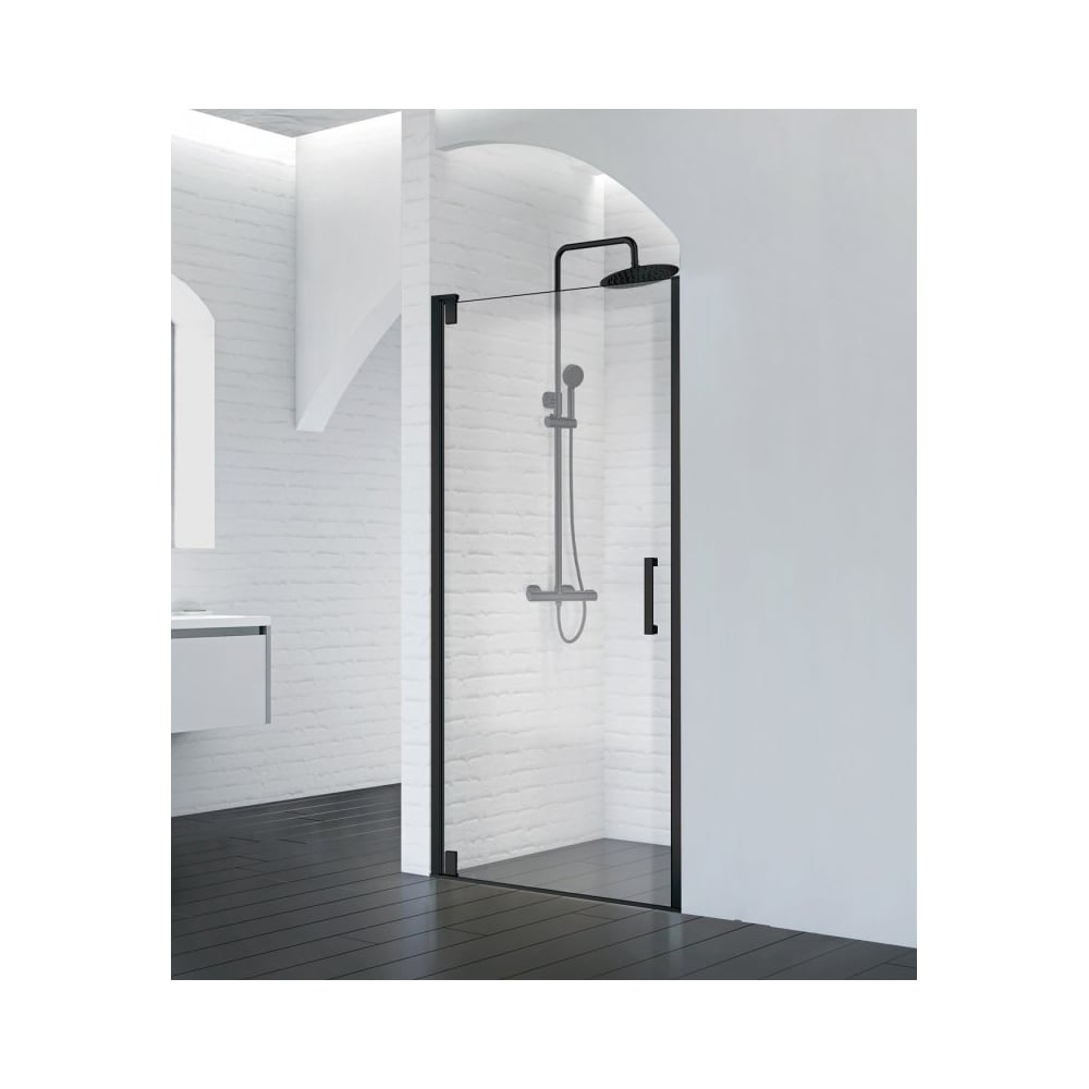 Изображение товара Душевая дверь BelBagno MARMI-B-1-90-С-NERO 900 мм стекло закаленное регулировка