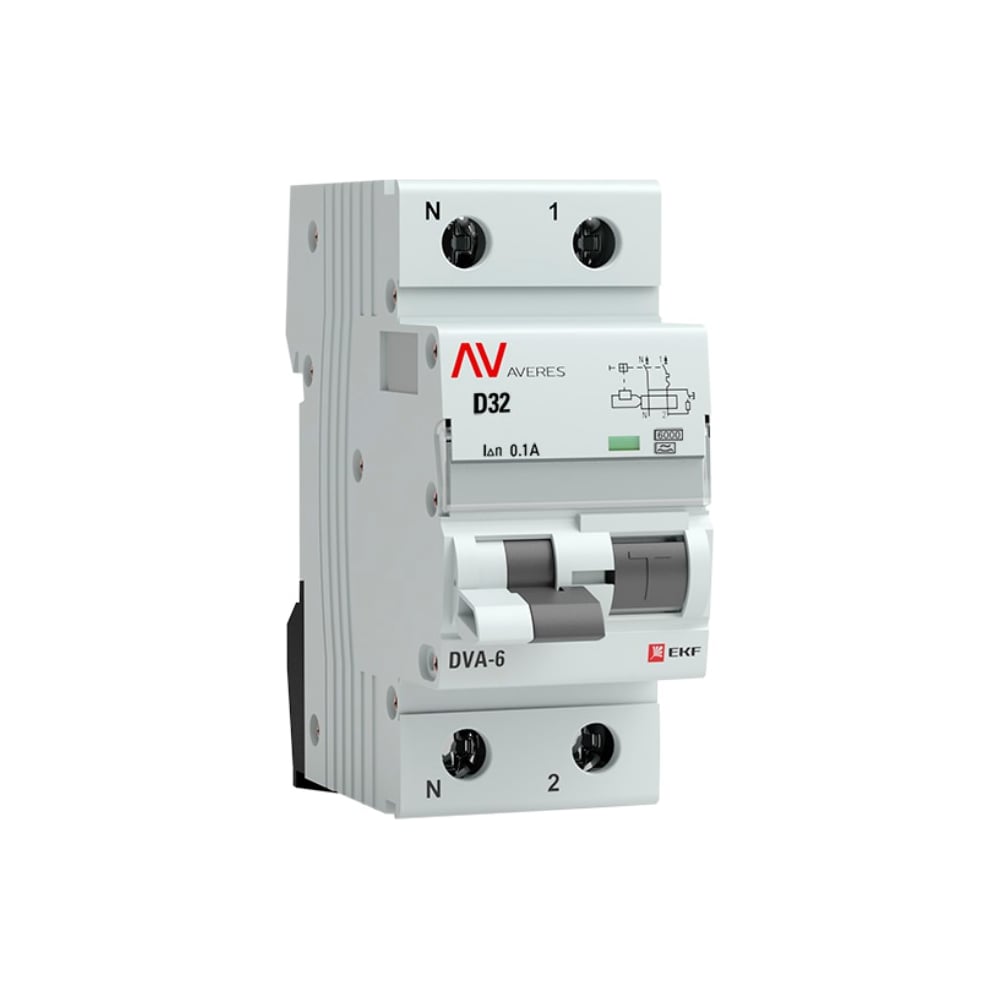 Дифференциальный автомат EKF AVERES DVA-6, 1P+N, 32А, 100мА, 6кА, SQ rcbo*6-1pn-32D-100-a-av - 2