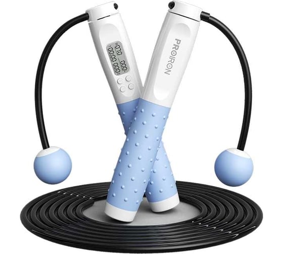 Изображение товара Скакалка умная PROIRON с дисплеем, бело-синяя ПРО042