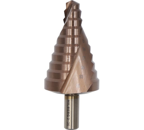 Изображение товара Сверло ступенчатое кобальтовое по металлу Hilberg 9-36 мм (10ступ) (Р6М5) HSS-COBALT, ST0936