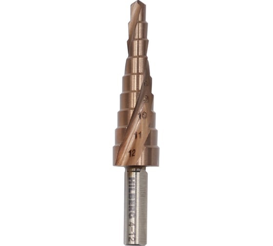 Изображение товара Сверло ступенчатое кобальтовое по металлу Hilberg 4-12 мм (9ступ) (Р6М5) HSS-COBALT, ST0412