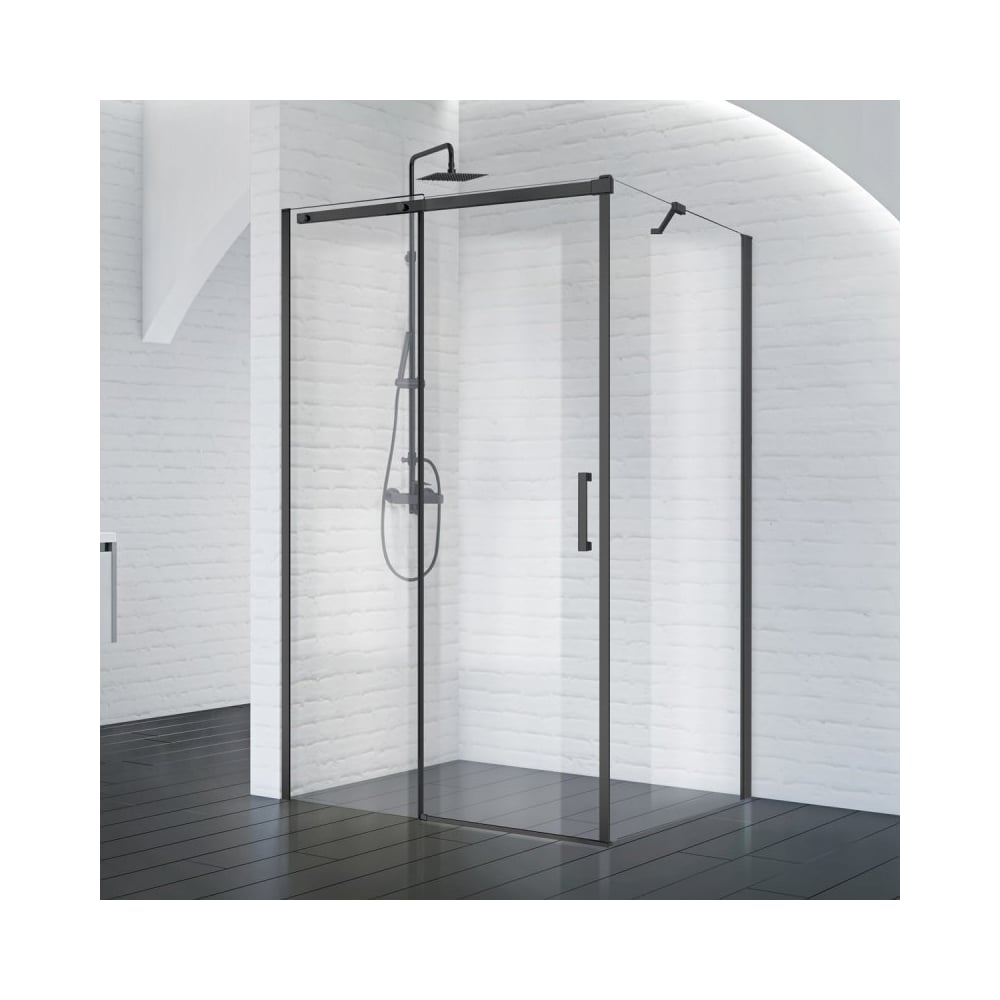 Изображение товара Душевой уголок BelBagno ACQUA-AH-1-150/90-C-NERO из безопасного стекла