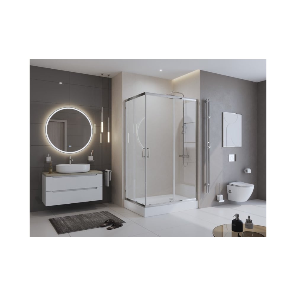 Изображение товара Душевой уголок BelBagno UNO-195-AH-2 100/80 см прозрачное хром стекло